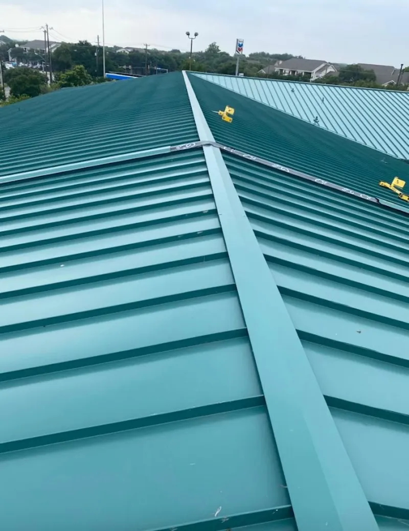 Green commercial metal roof ridge and valley for Metal Roof Repair in Reisterstown
